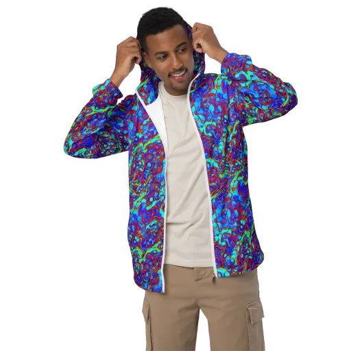 Aqua Anarchy on a Men's Windbreaker