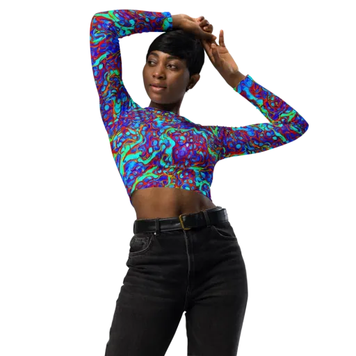 Aqua Anarchy on a Long Sleeve Crop Top