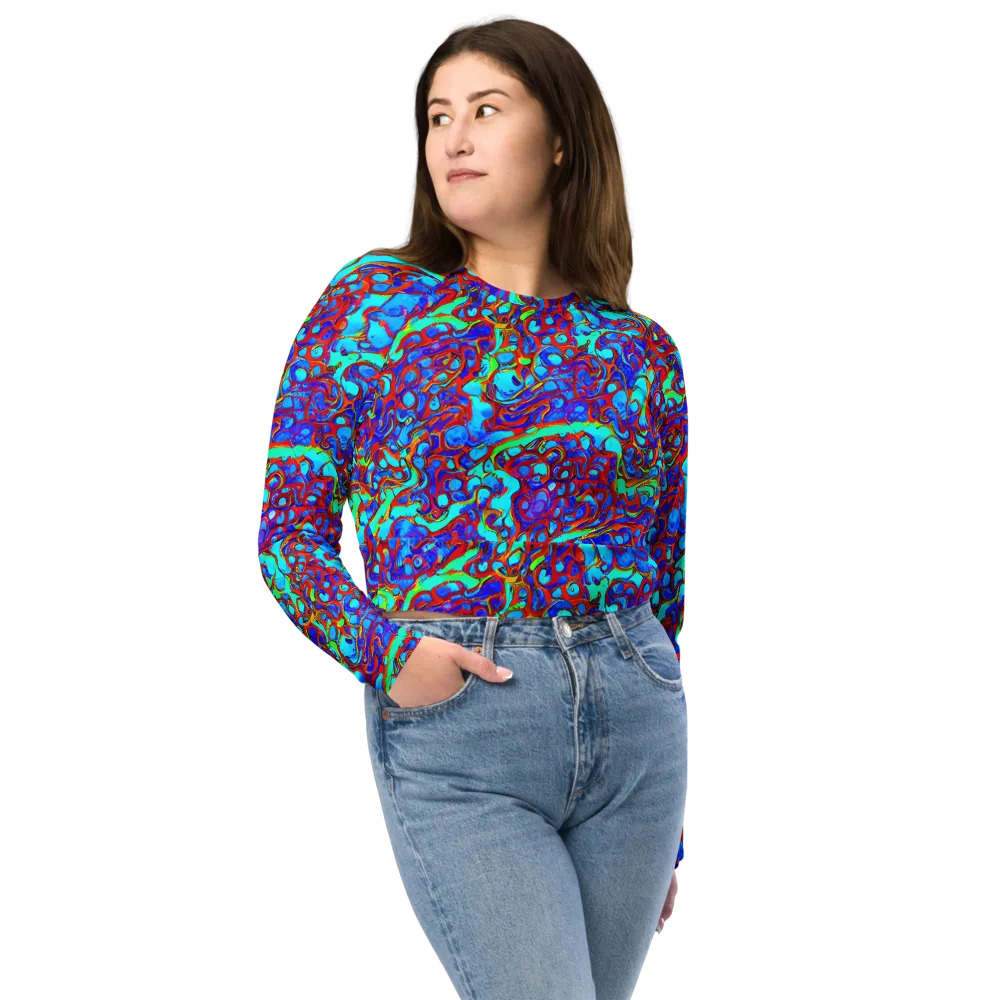 Aqua Anarchy on Long Sleeve Crop Top — Front
