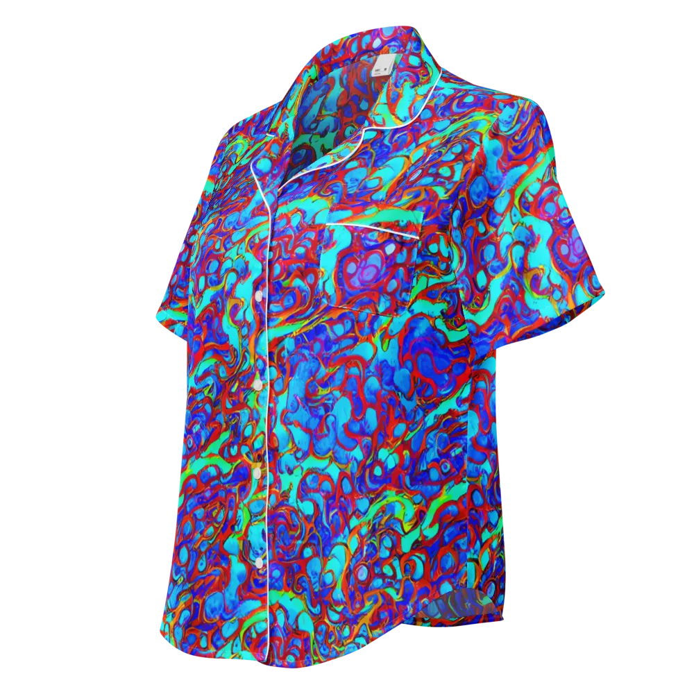 Aqua Anarchy on Women's Short Sleeve Pajama Top — Left Front