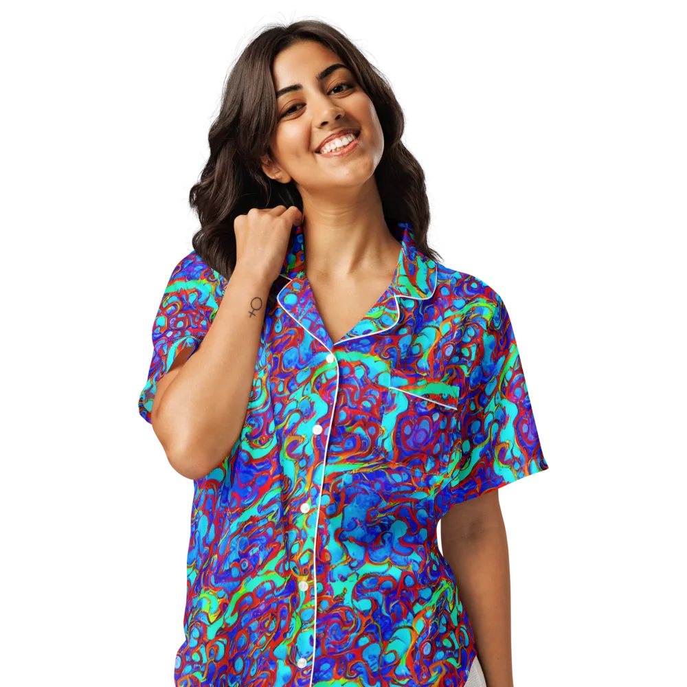Aqua Anarchy on Women's Short Sleeve Pajama Top — Front
