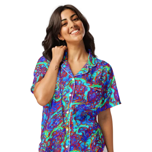 Aqua Anarchy on a Women's Short Sleeve Pajama Top