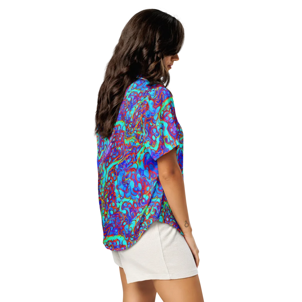 Aqua Anarchy on Women's Short Sleeve Pajama Top — Right Back