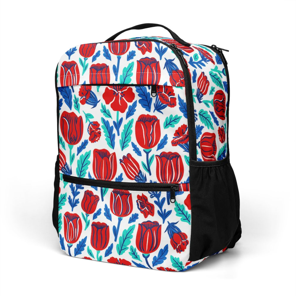 Crimson Garden on Utility Backpack — Left Front