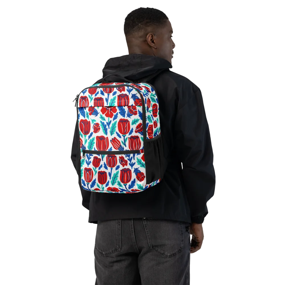 Crimson Garden on Utility Backpack — Back