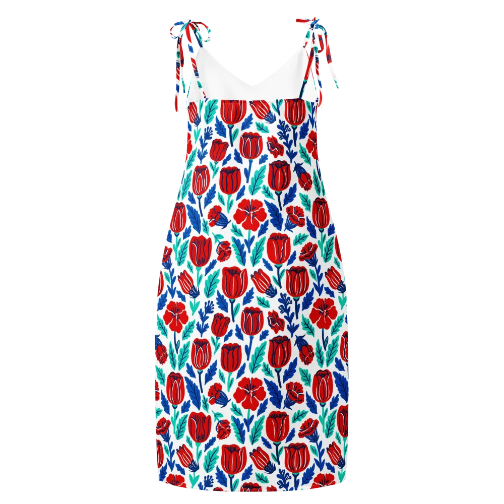 Crimson Garden on Slip Dress — Back