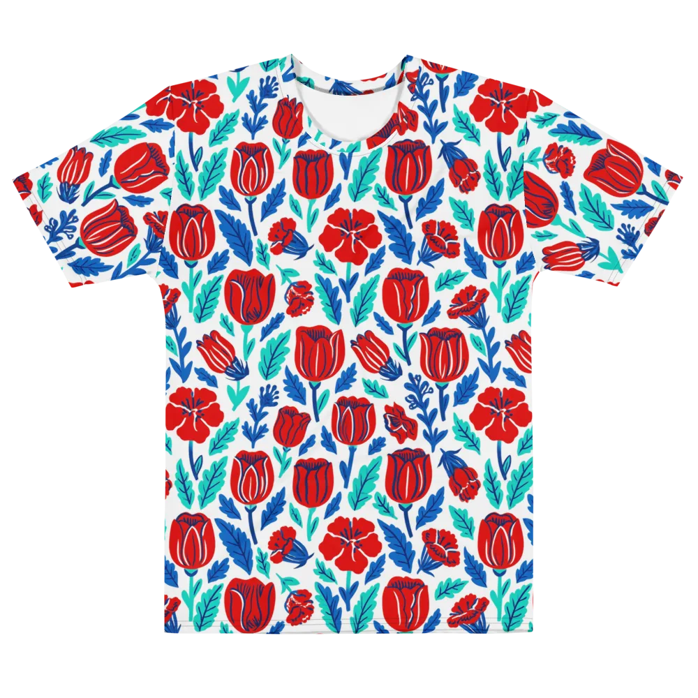 Crimson Garden on Men's Cotton Crew Neck T-Shirt — Front