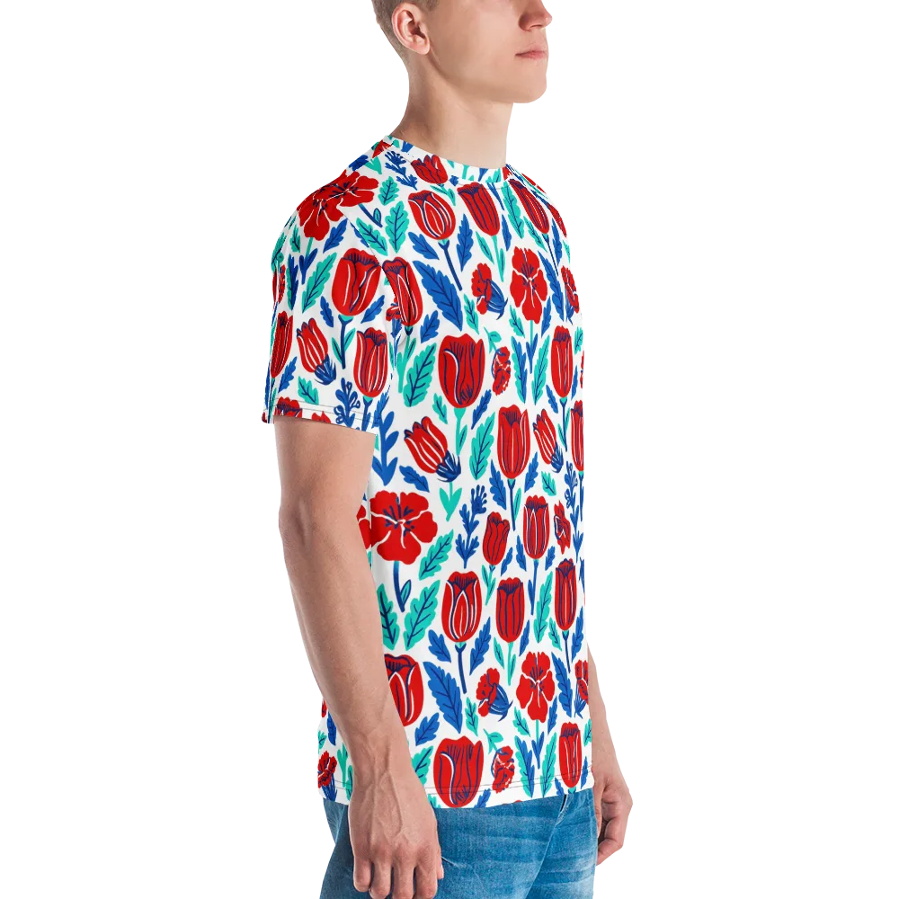 Crimson Garden on Men's Crew Neck T-Shirt — Right