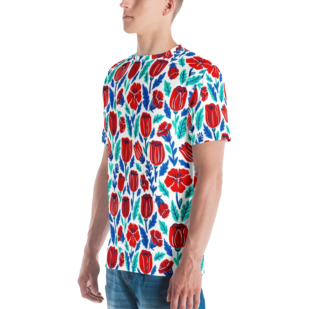 Crimson Garden on Men's Crew Neck T-Shirt — Left