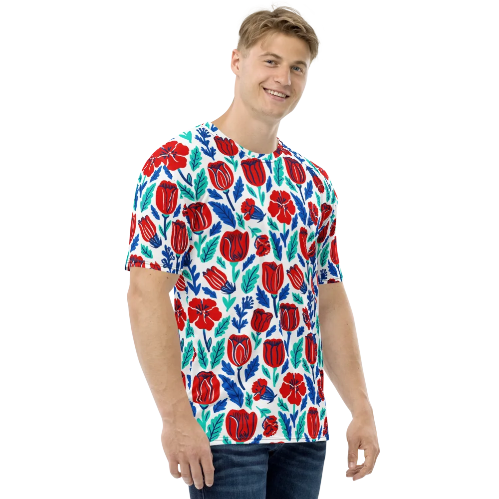 Crimson Garden on Men's Crew Neck T-Shirt — Right