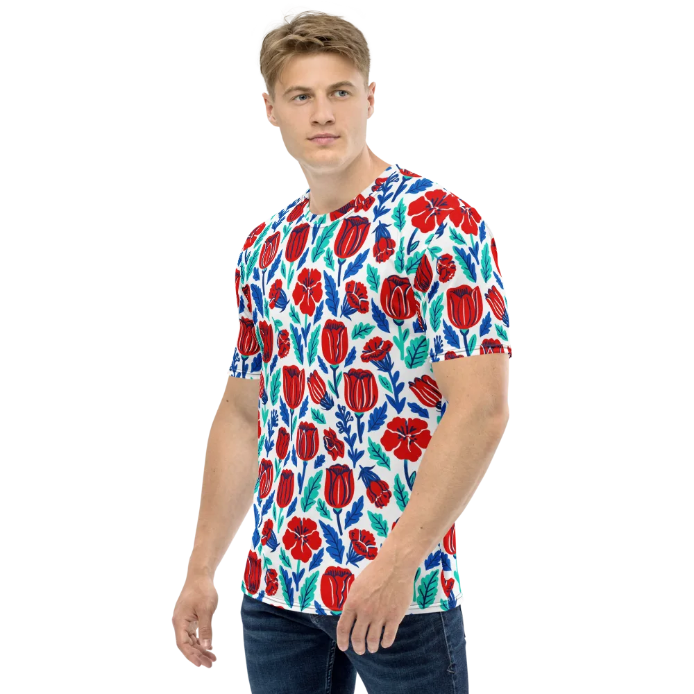 Crimson Garden on Men's Crew Neck T-Shirt — Left
