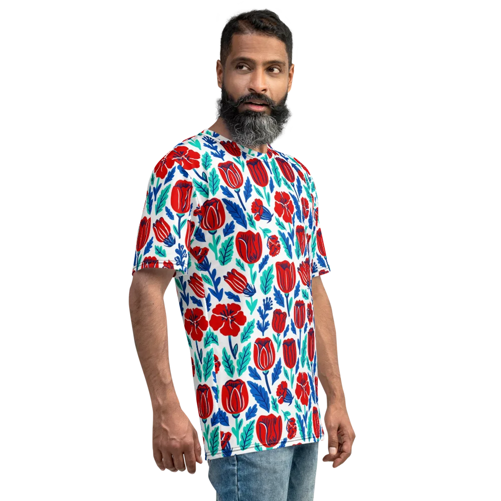 Crimson Garden on Men's Crew Neck T-Shirt — Right