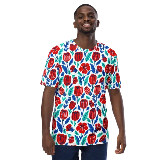 Crimson Garden on a Men's Crew Neck T-Shirt