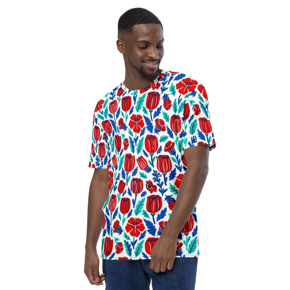 Crimson Garden on Men's Crew Neck T-Shirt — Left
