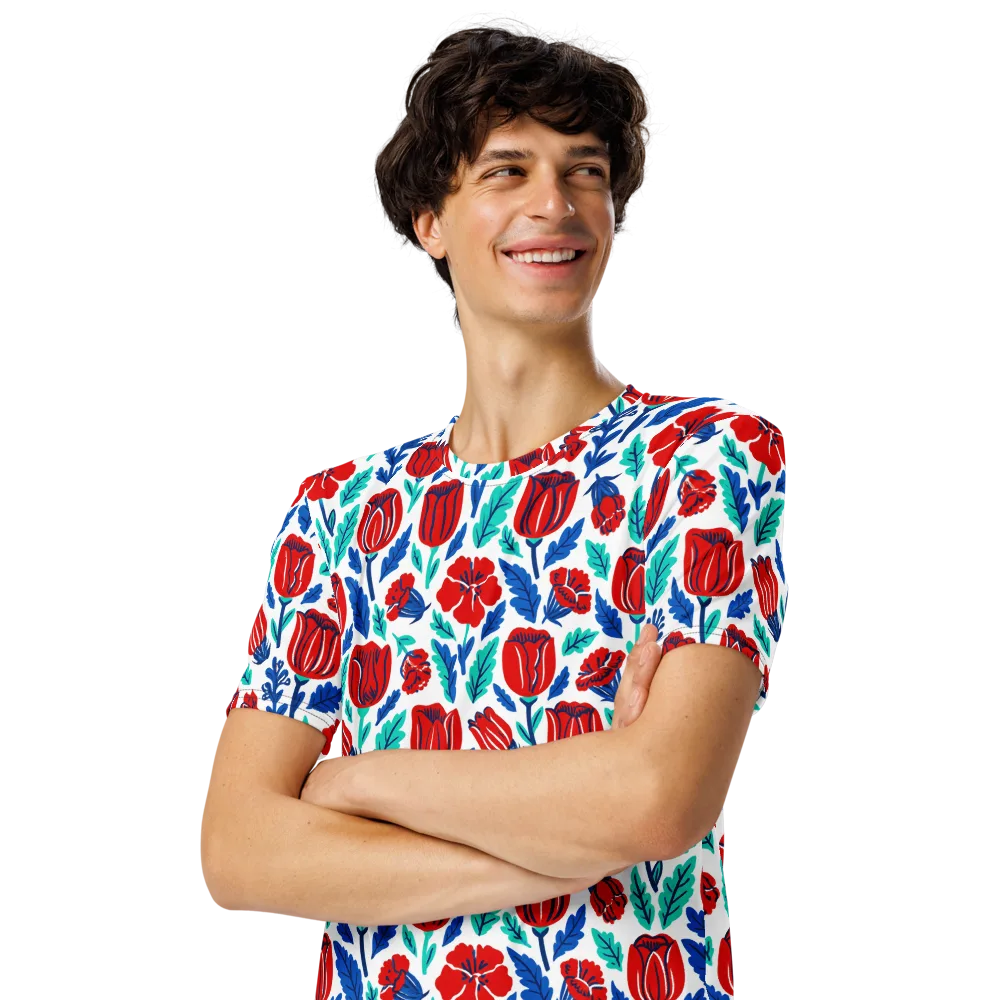 Crimson Garden on Men's Crew Neck T-Shirt — Left Front