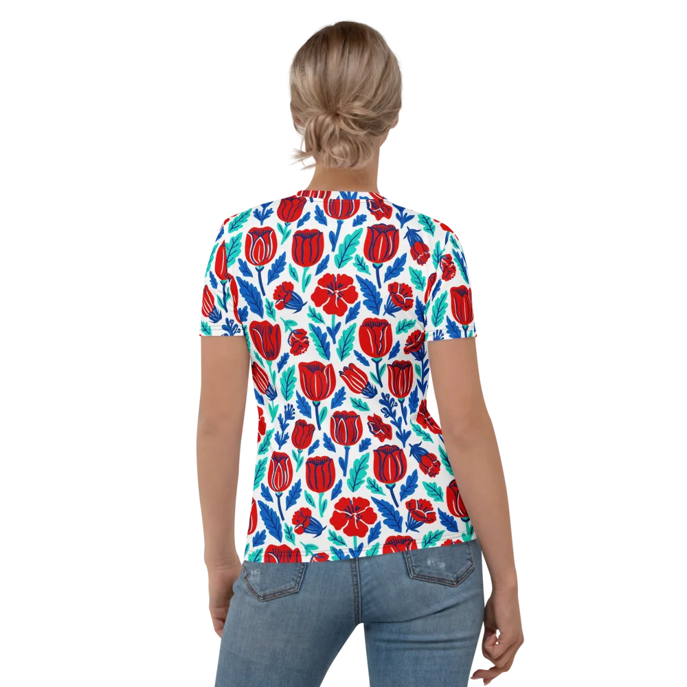 Crimson Garden on Women's Crew Neck T-Shirt — Back
