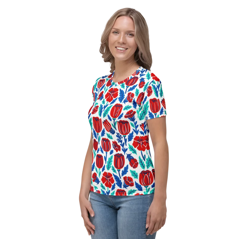 Crimson Garden on Women's Crew Neck T-Shirt — Left