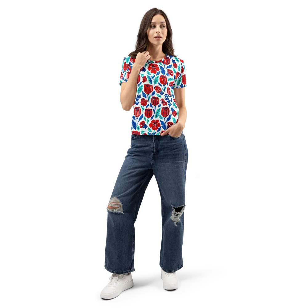 Crimson Garden on Women's Crew Neck T-Shirt — Front