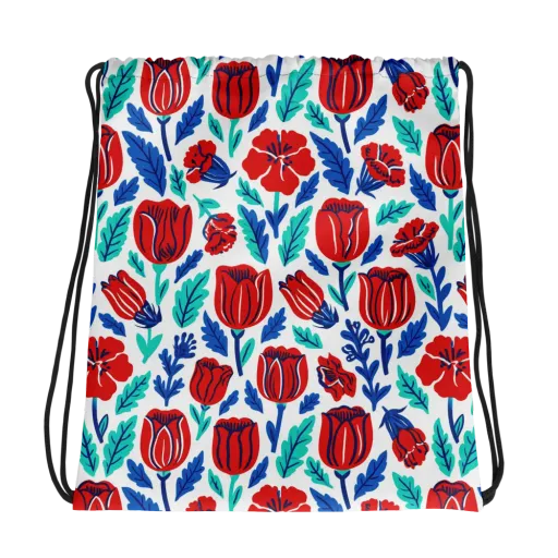 Crimson Garden on a Drawstring Bag