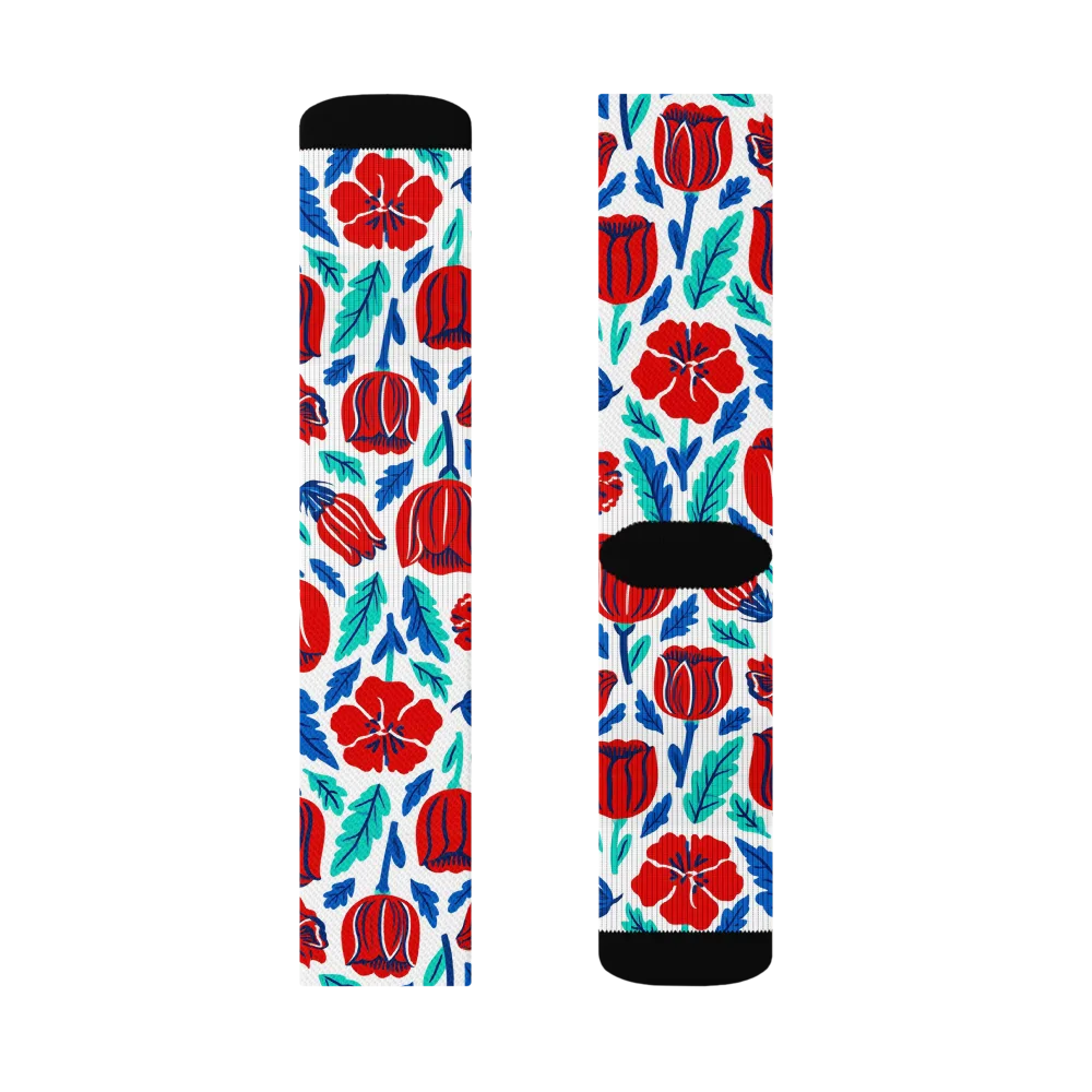 Crimson Garden on Socks — Right Sock