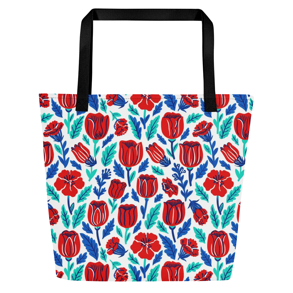 Crimson Garden on Large Tote Bag W/ Pocket — Front