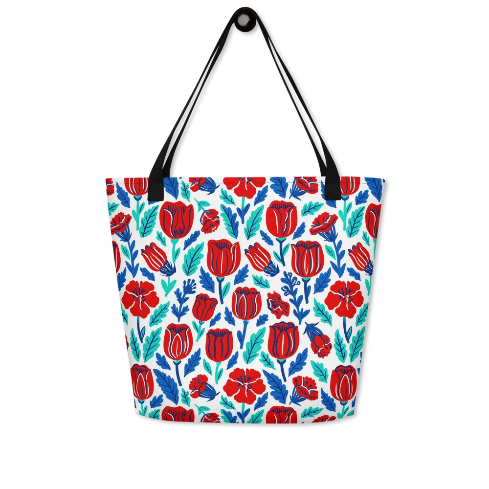 Crimson Garden on Large Tote Bag W/ Pocket — Front