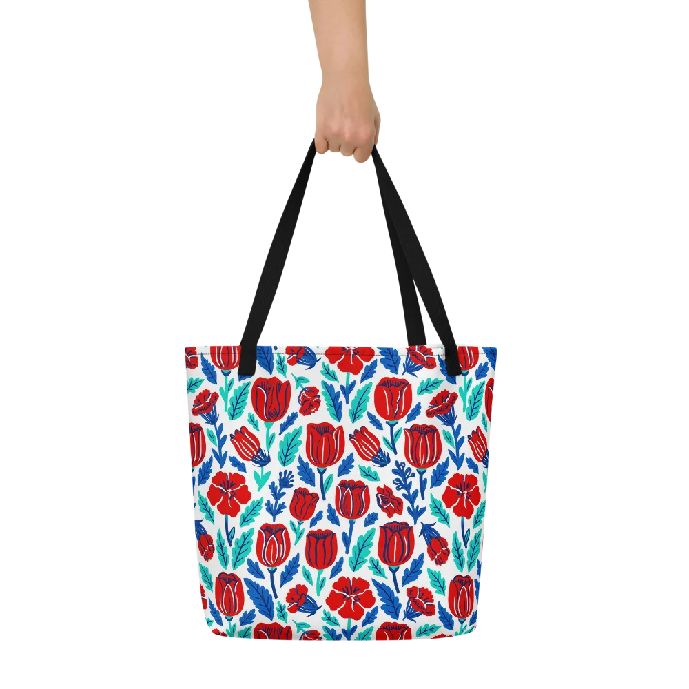 Crimson Garden on Large Tote Bag W/ Pocket — Front