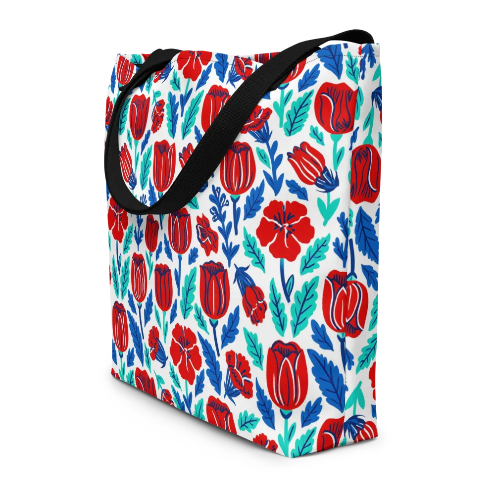 Crimson Garden on Large Tote Bag W/ Pocket — Front