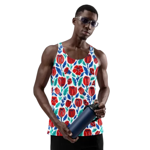 Crimson Garden on a Men's Tank Top