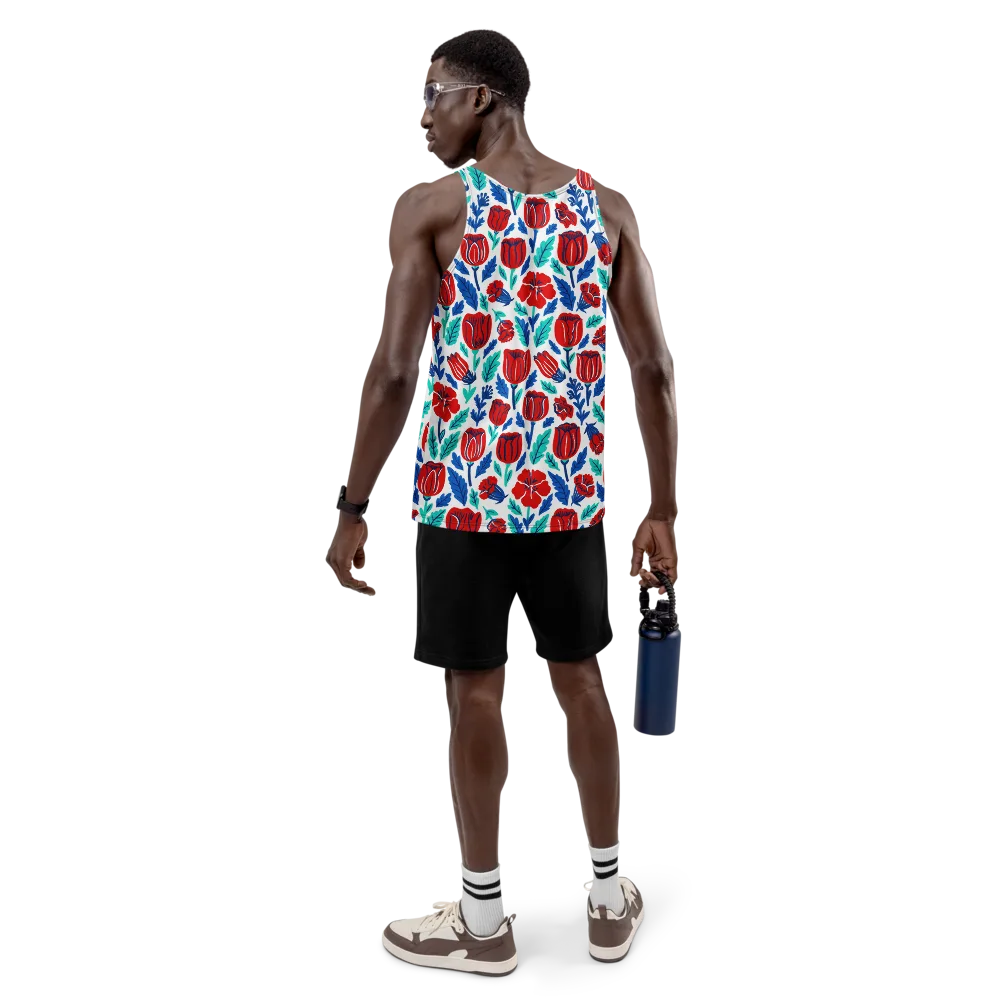 Crimson Garden on Men's Tank Top — Back