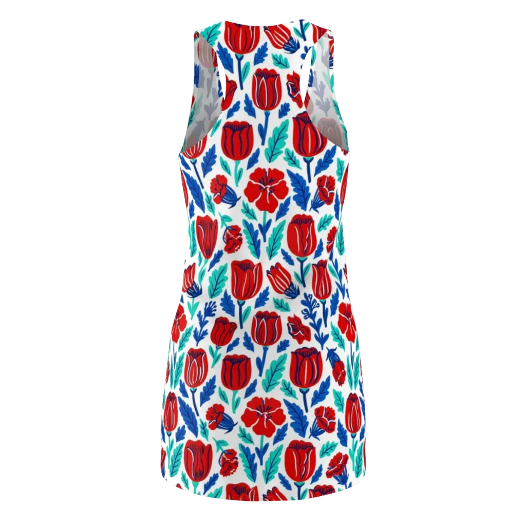 Crimson Garden on Racerback Dress — Back