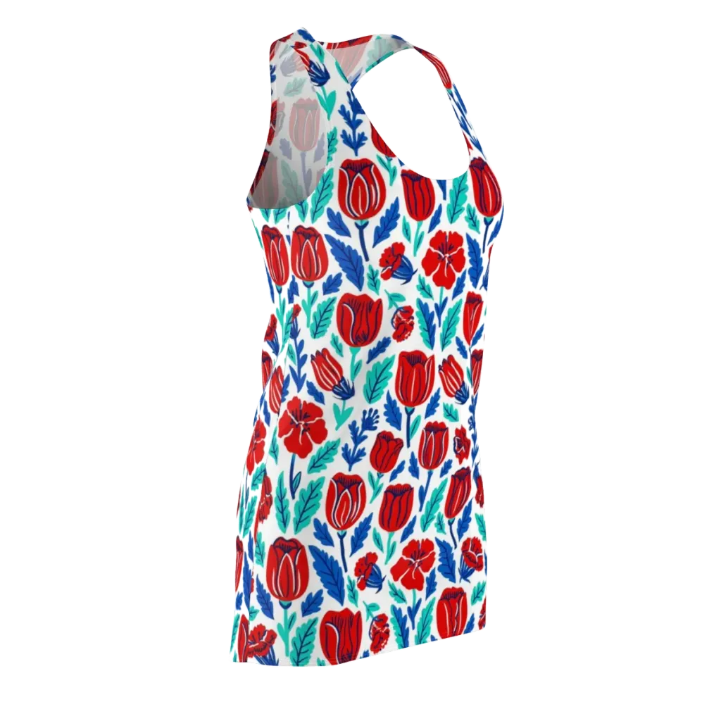 Crimson Garden on Racerback Dress — Front Side