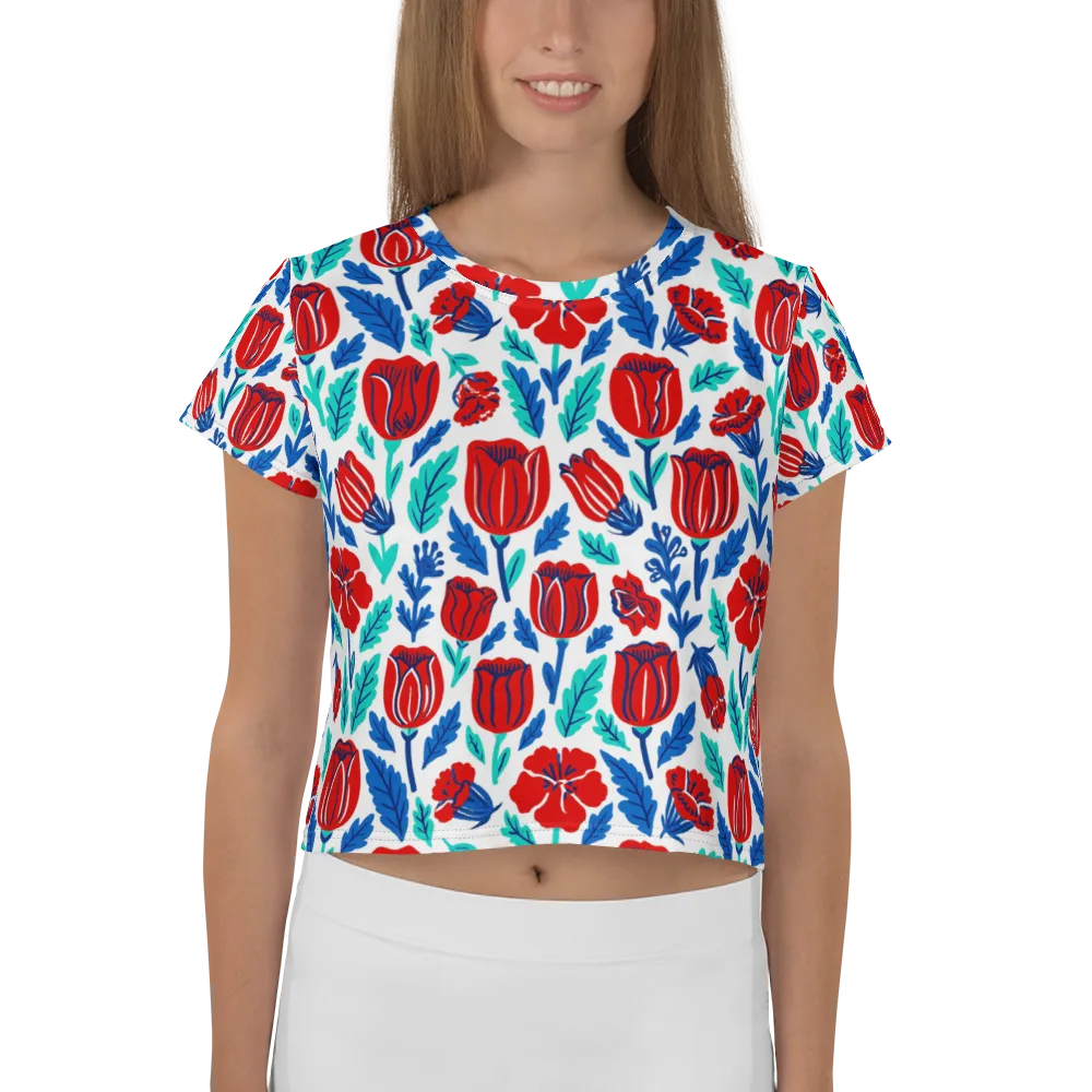 Crimson Garden on Crop Tee — Front