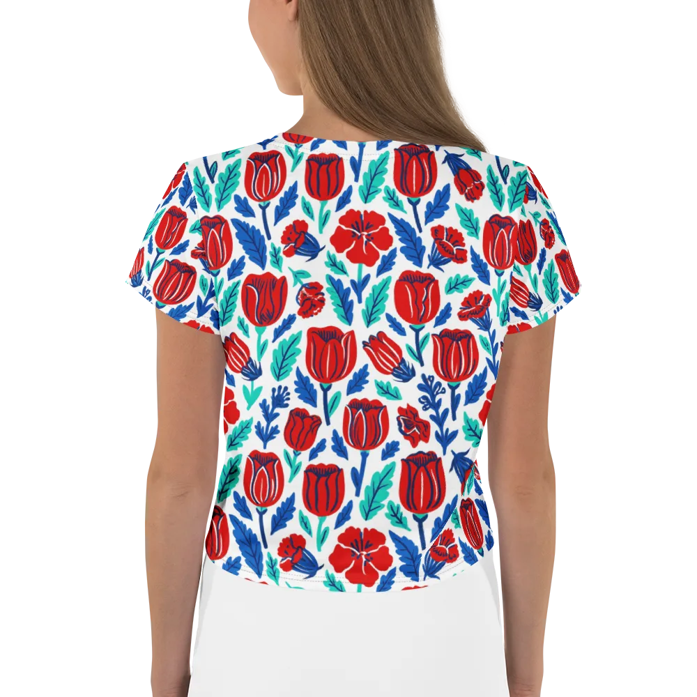 Crimson Garden on Crop Tee — Back