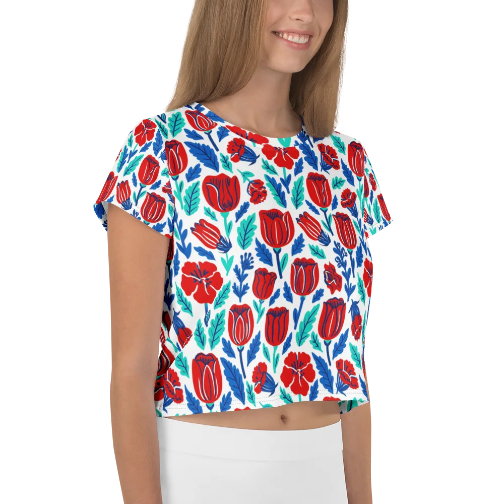 Crimson Garden on Crop Tee — Right