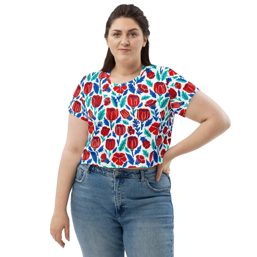 Crimson Garden on Crop Tee — Front