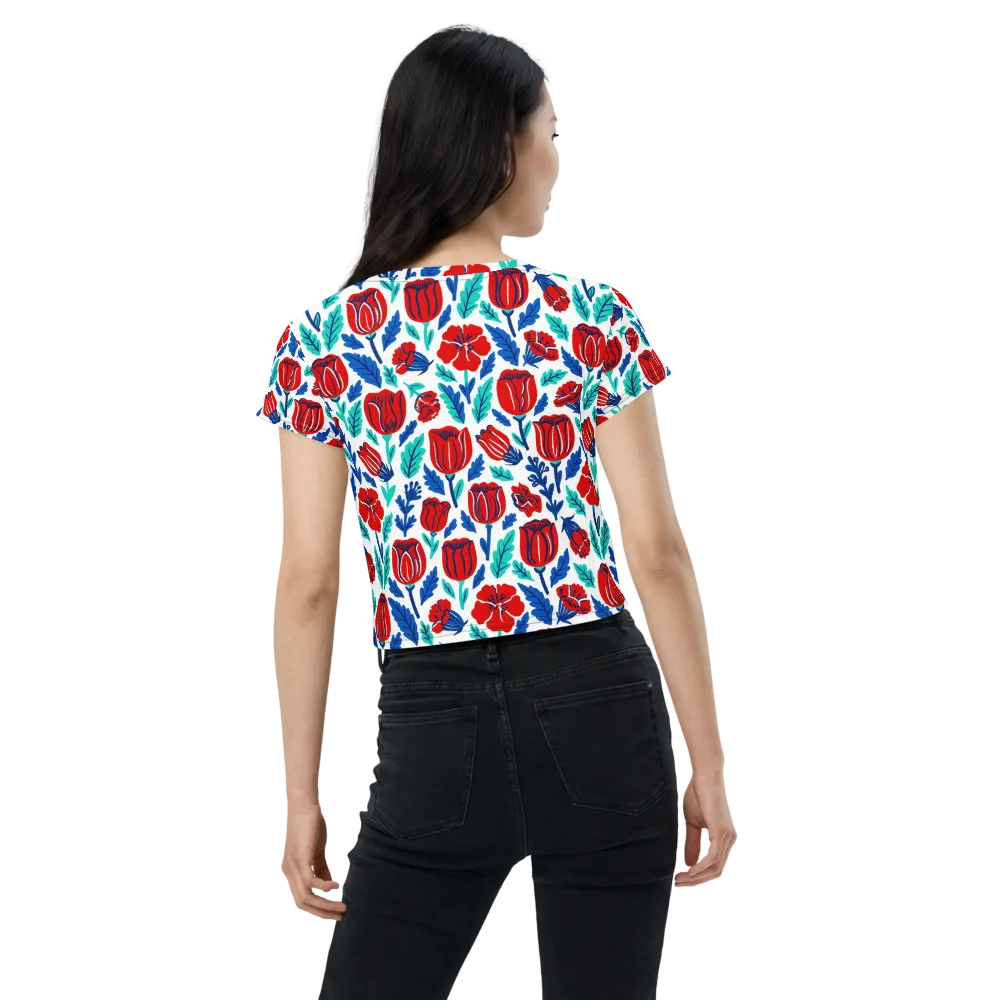 Crimson Garden on Crop Tee — Back