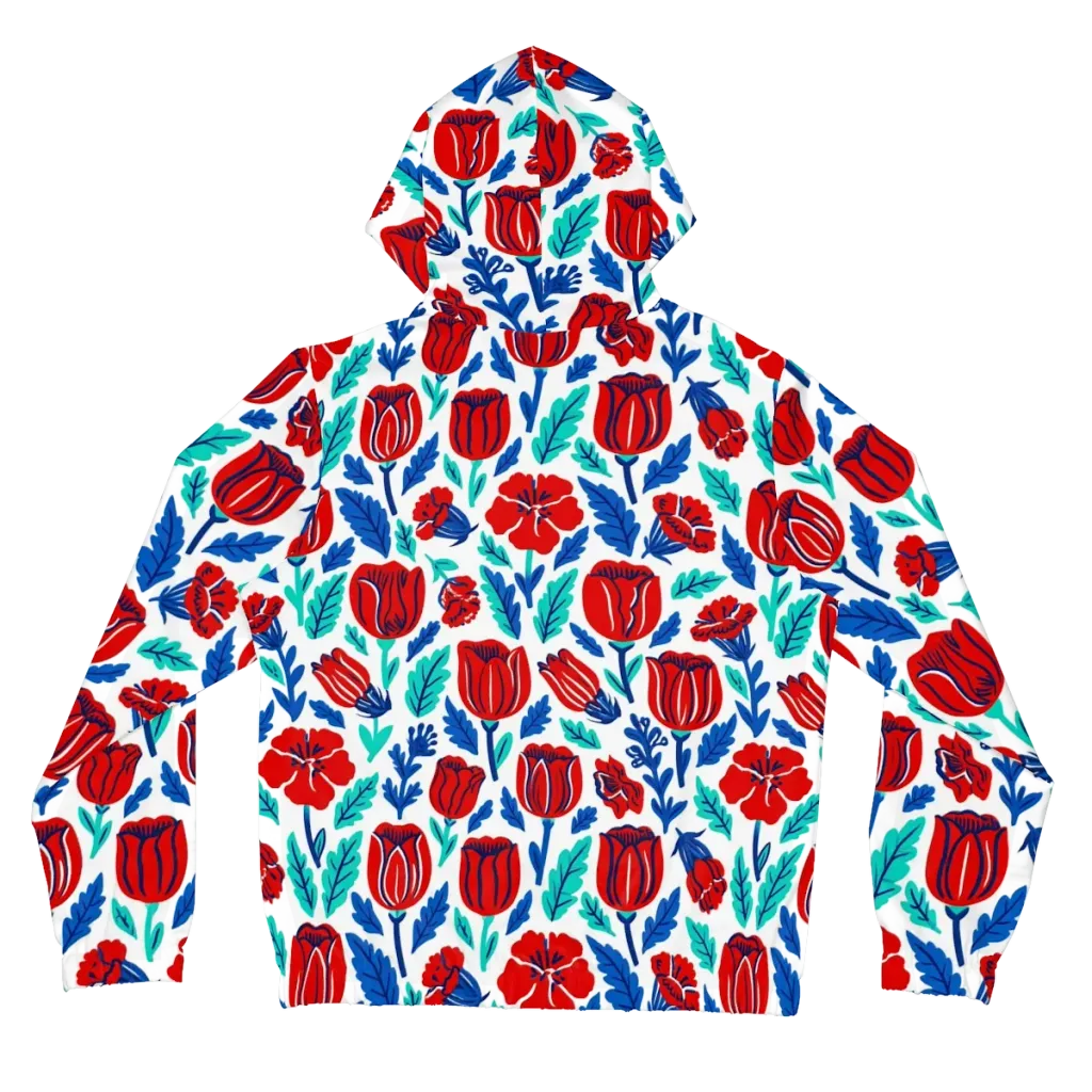 Crimson Garden on Women's Full-Zip Hoodie — Back
