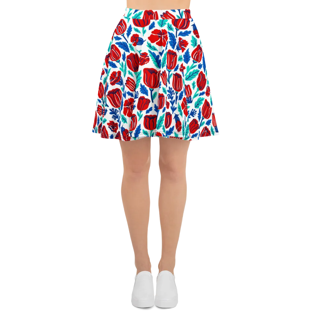 Crimson Garden on Skater Skirt — Front