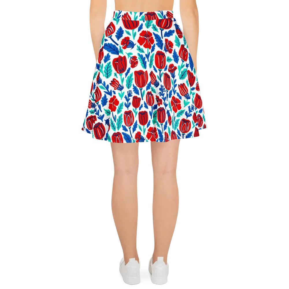 Crimson Garden on Skater Skirt — Back