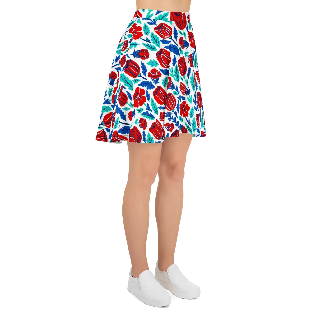 Crimson Garden on Skater Skirt — Right
