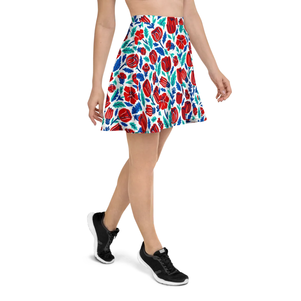 Crimson Garden on Skater Skirt — Right