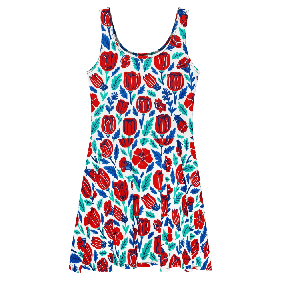 Crimson Garden on Skater Dress — Front