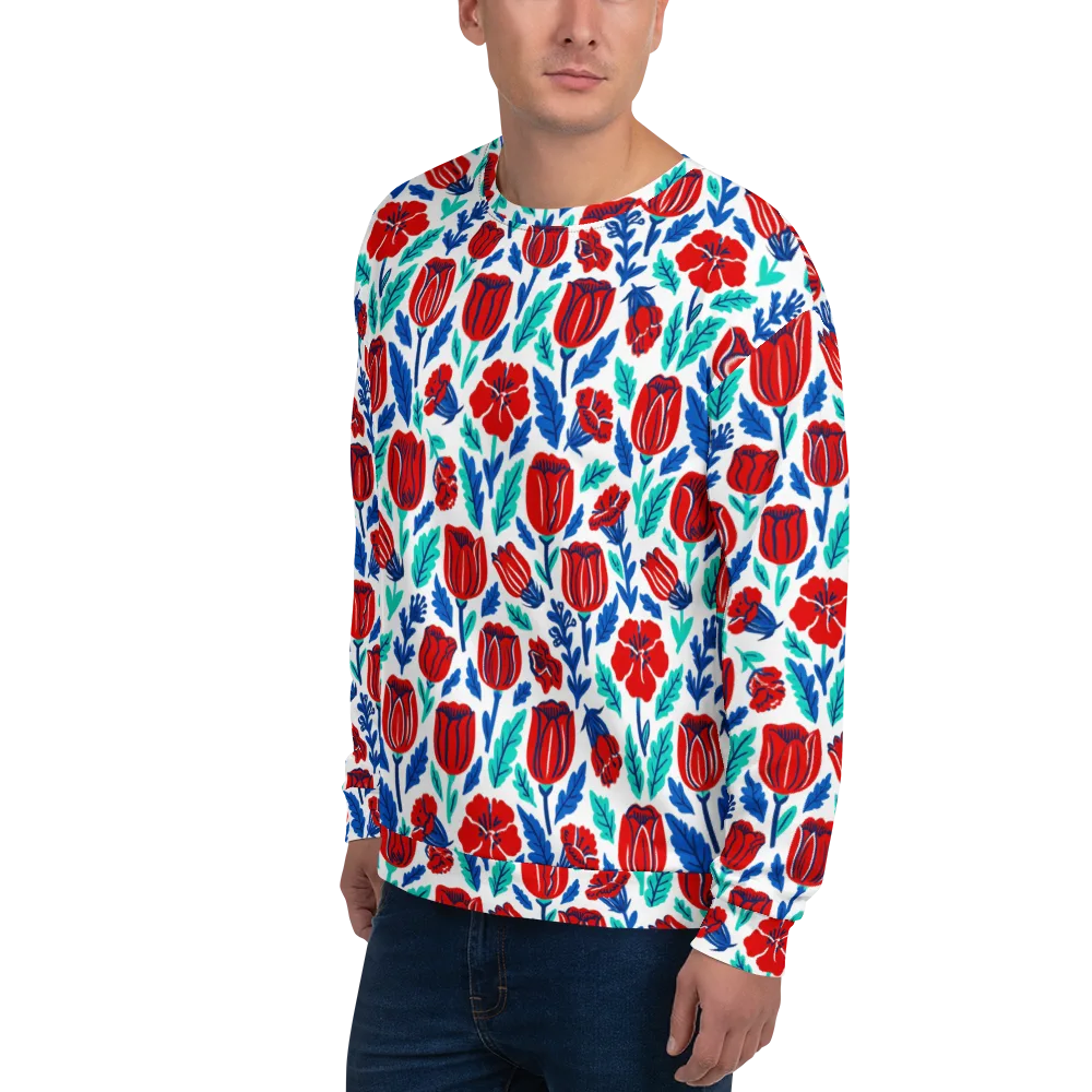 Crimson Garden on Sweatshirt — Left Front
