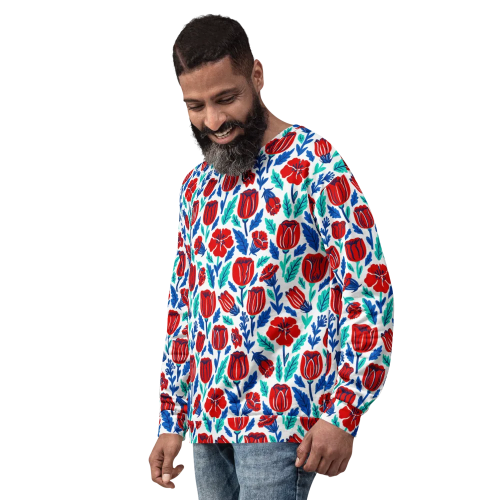 Crimson Garden on Sweatshirt — Left Front