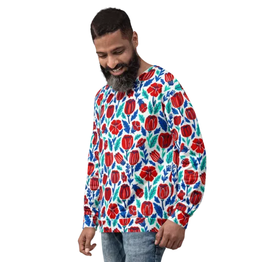 Crimson Garden on a Sweatshirt