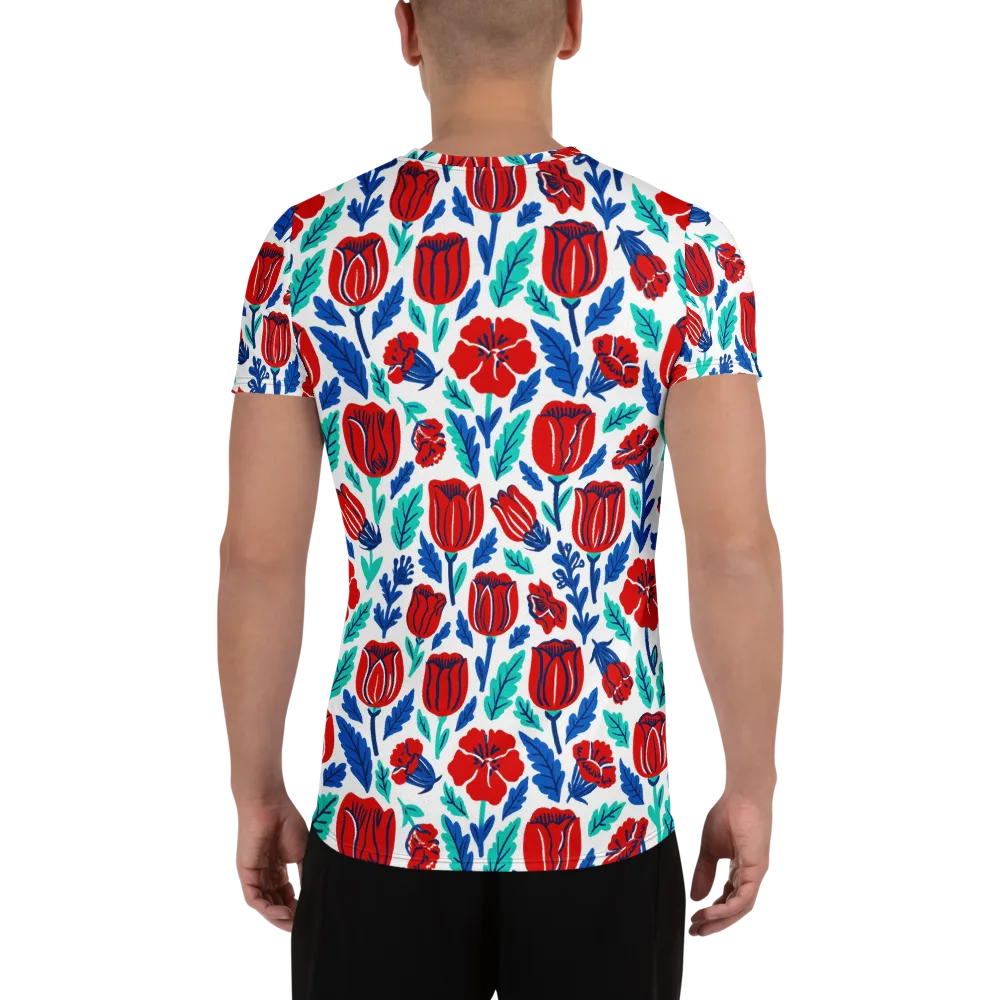 Crimson Garden on Men's Athletic T-Shirt — Back