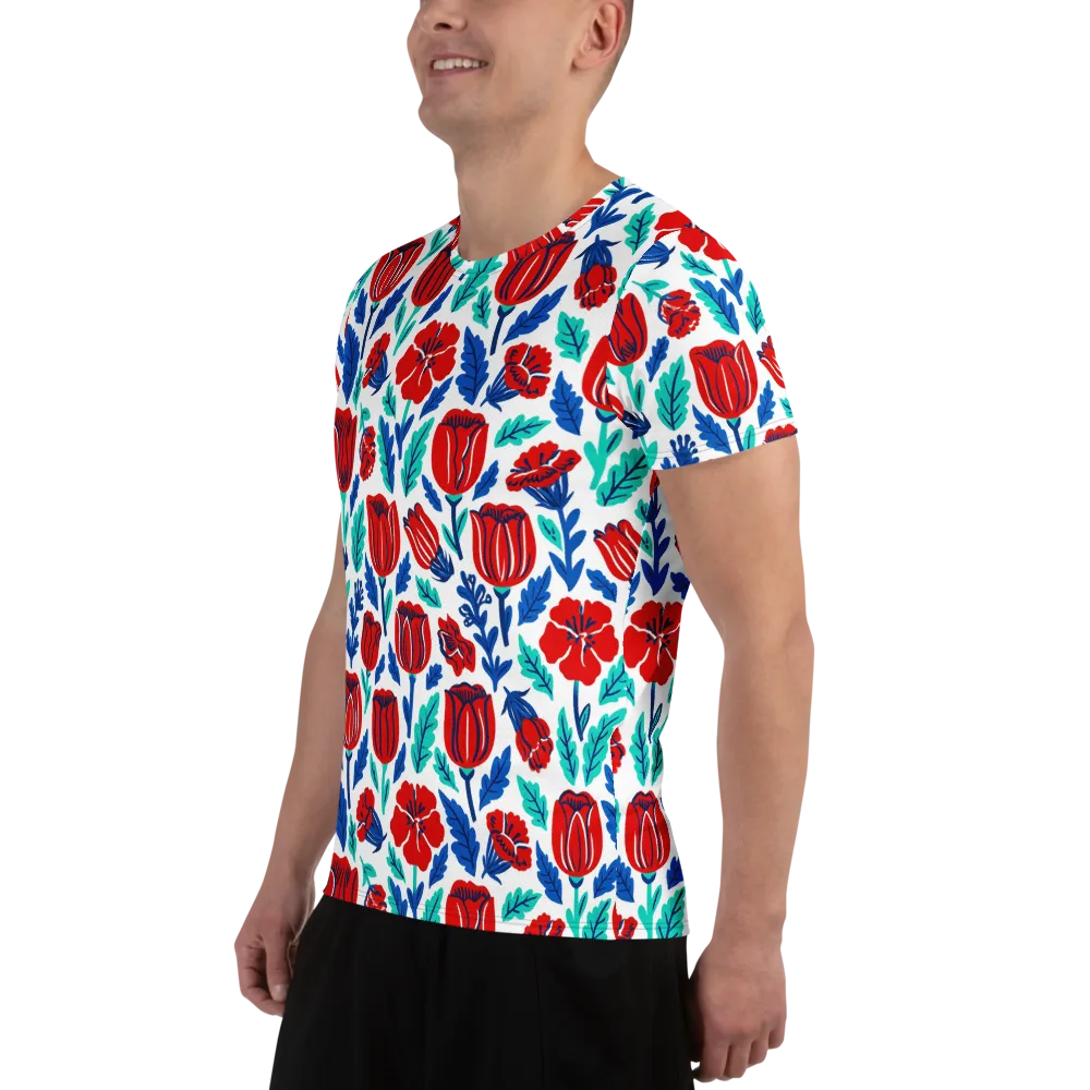 Crimson Garden on Men's Athletic T-Shirt — Left