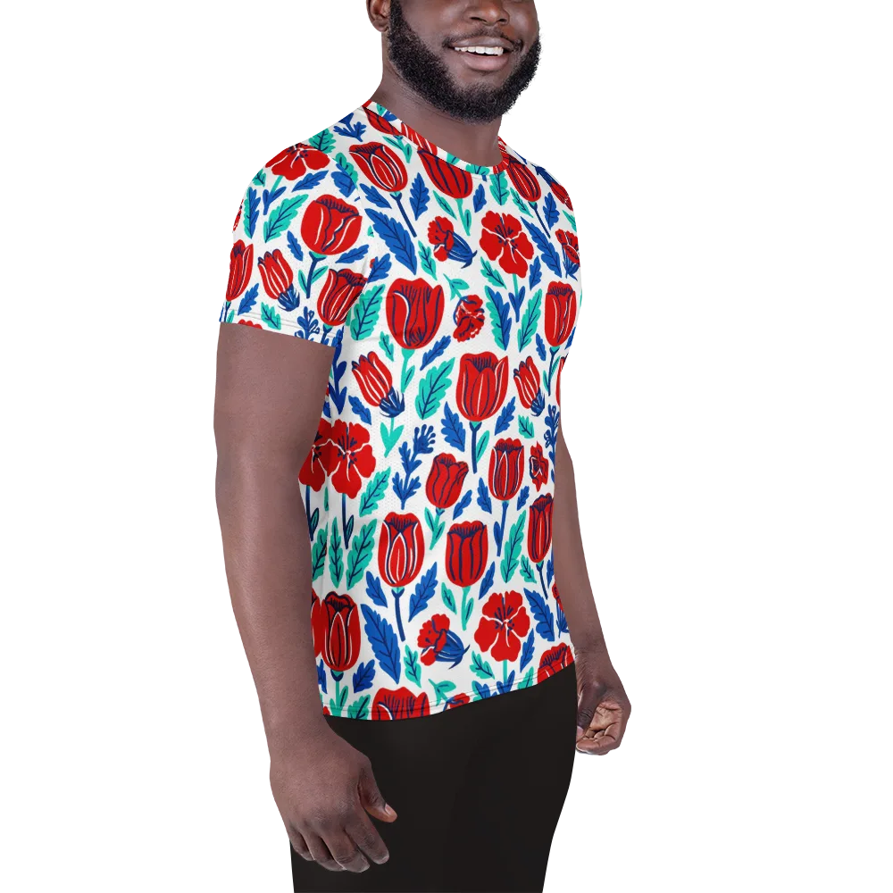 Crimson Garden on Men's Athletic T-Shirt — Right