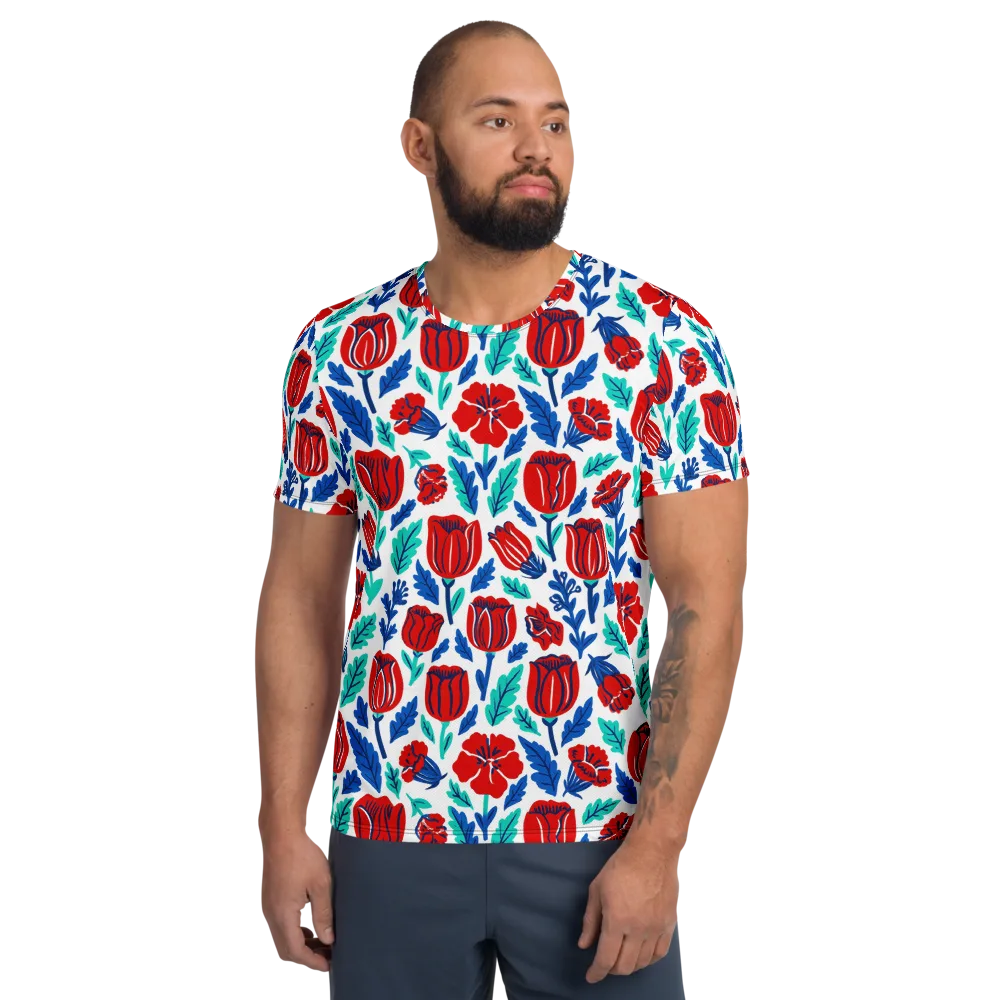 Crimson Garden on Men's Athletic T-Shirt — Front